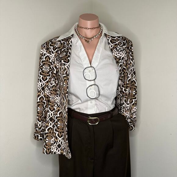 dressbarn Jackets & Blazers - Large Brown Vintage Whimsical Business Work Blazer 4 Button Womens Jacket